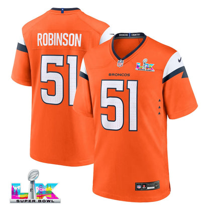 Que Robinson 51 Denver Broncos 2026 Super Bowl LX - Orange Team Game Jersey