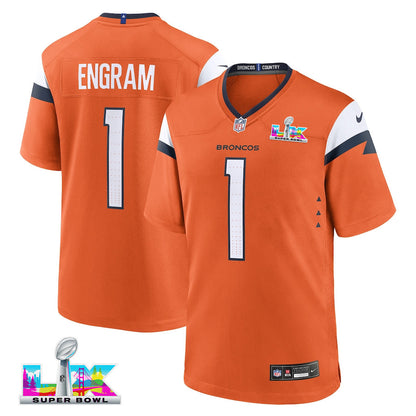 Evan Engram 1 Denver Broncos 2026 Super Bowl LX - Orange Team Game Jersey