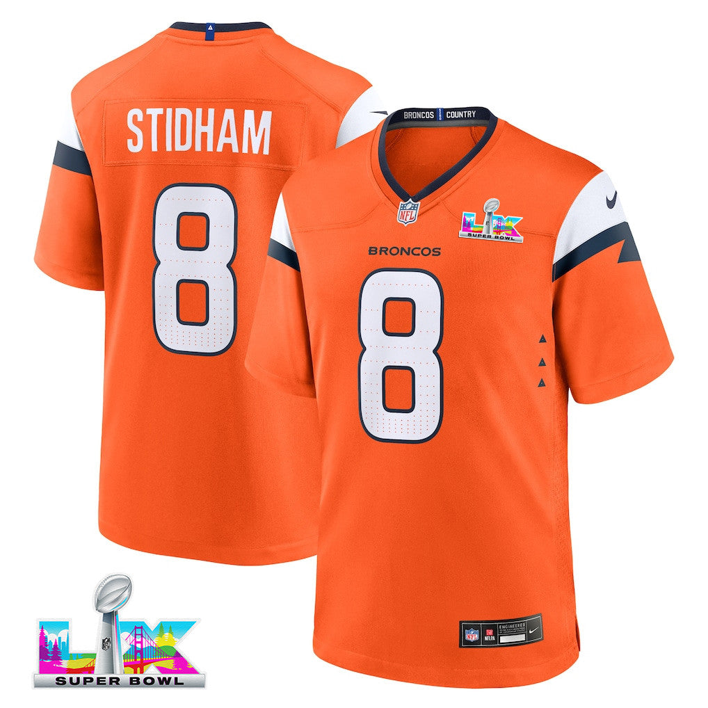 Jarrett Stidham 8 Denver Broncos 2026 Super Bowl LX - Orange Team Game Jersey