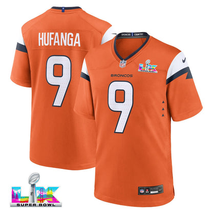 Talanoa Hufanga 9 Denver Broncos 2026 Super Bowl LX - Orange Team Game Jersey