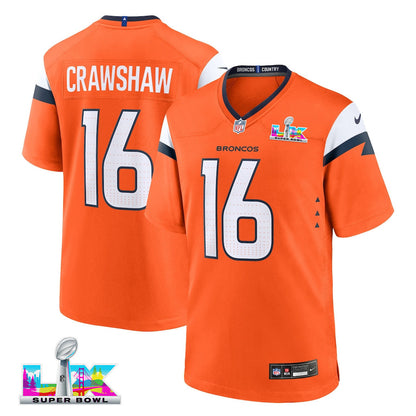 Jeremy Crawshaw 16 Denver Broncos 2026 Super Bowl LX - Orange Team Game Jersey