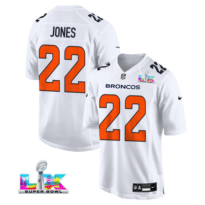 Brandon Jones 22 Denver Broncos 2026 Super Bowl LX - White Tundra Fashion Game Jersey