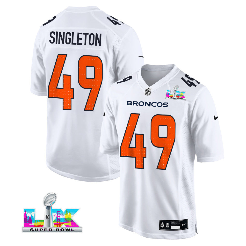 Alex Singleton 49 Denver Broncos 2026 Super Bowl LX - White Tundra Fashion Game Jersey
