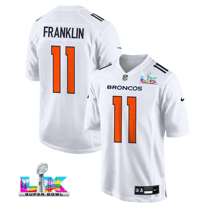 Troy Franklin 11 Denver Broncos 2026 Super Bowl LX - White Tundra Fashion Game Jersey