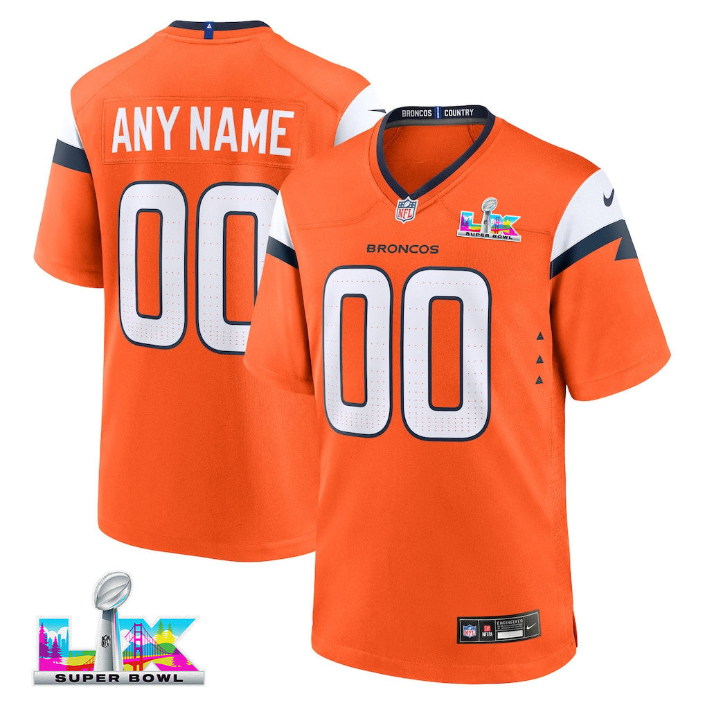 Denver Broncos 2026 Super Bowl LX - Orange Custom Game Jersey