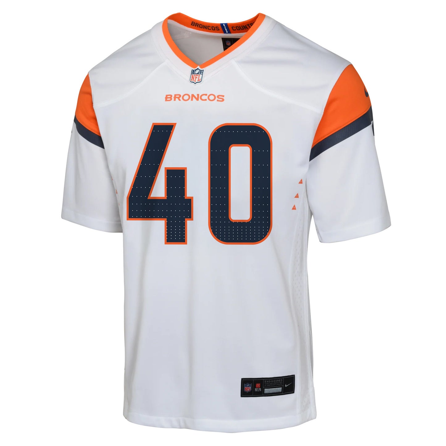 Justin Strnad 40 Denver Broncos YOUTH 2026 Super Bowl LX - White Road Team Jersey