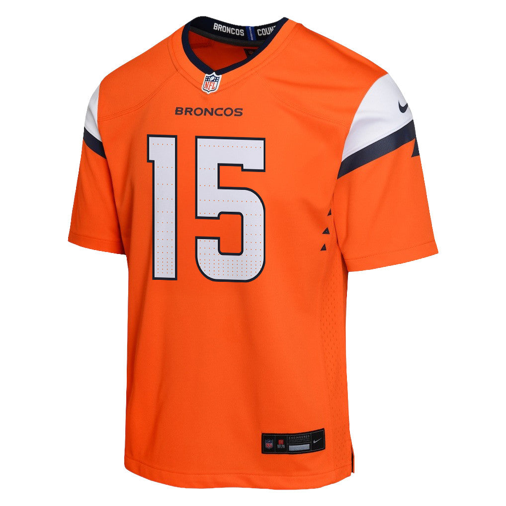 Nik Bonitto 15 Denver Broncos YOUTH - 2026 Super Bowl LX Orange Game Team Jersey