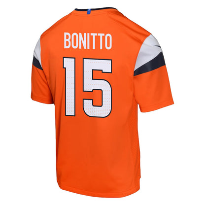Nik Bonitto 15 Denver Broncos YOUTH - 2026 Super Bowl LX Orange Game Team Jersey
