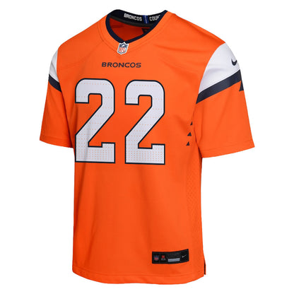 Brandon Jones 22 Denver Broncos YOUTH - 2026 Super Bowl LX Orange Game Team Jersey