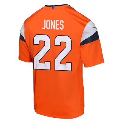 Brandon Jones 22 Denver Broncos YOUTH - 2026 Super Bowl LX Orange Game Team Jersey