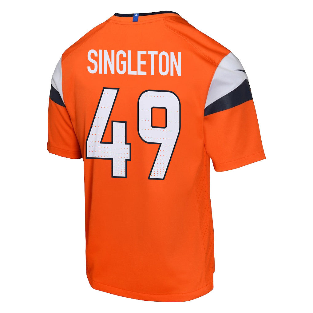 Alex Singleton 49 Denver Broncos YOUTH - 2026 Super Bowl LX Orange Game Team Jersey