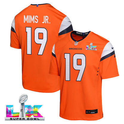 Marvin Mims Jr. 19 Denver Broncos YOUTH - 2026 Super Bowl LX Orange Game Team Jersey