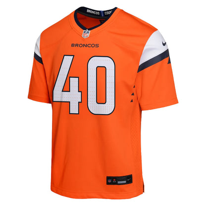 Justin Strnad 40 Denver Broncos YOUTH - 2026 Super Bowl LX Orange Game Team Jersey