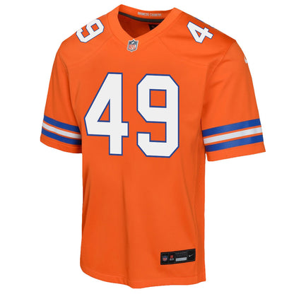 Alex Singleton 49 Denver Broncos YOUTH 2026 Super Bowl LX - Orange Game Jersey