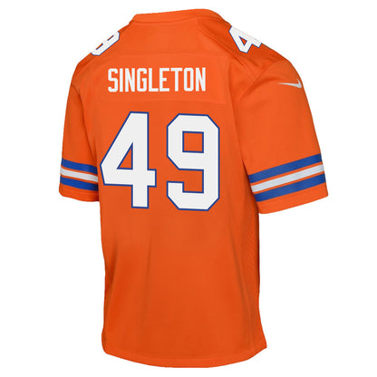 Alex Singleton 49 Denver Broncos YOUTH 2026 Super Bowl LX - Orange Game Jersey