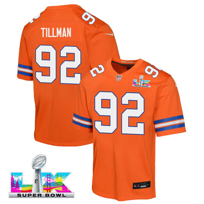 Dondrea Tillman 92 Denver Broncos YOUTH 2026 Super Bowl LX - Orange Game Jersey
