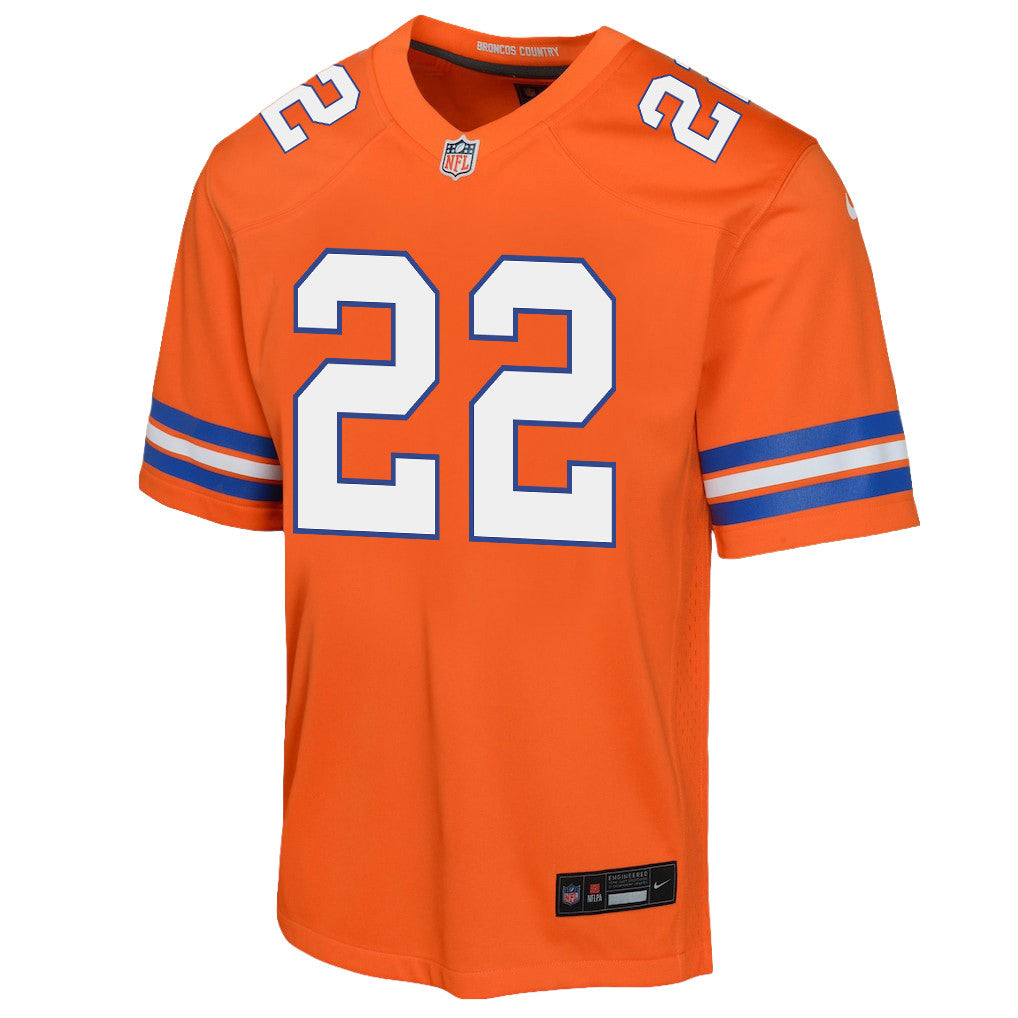 Brandon Jones 22 Denver Broncos YOUTH 2026 Super Bowl LX - Orange Game Jersey