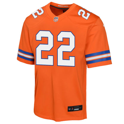 Brandon Jones 22 Denver Broncos YOUTH 2026 Super Bowl LX - Orange Game Jersey