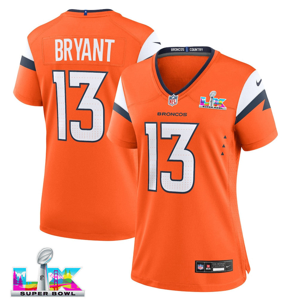 Pat Bryant 13 Women's Denver Broncos 2026 Super Bowl LX - Orange Game Jersey