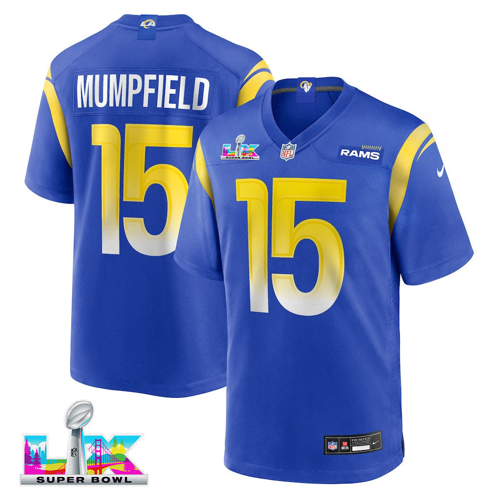 Konata Mumpfield 15 Los Angeles Rams 2026 Super Bowl LX - Royal Game Player Jersey