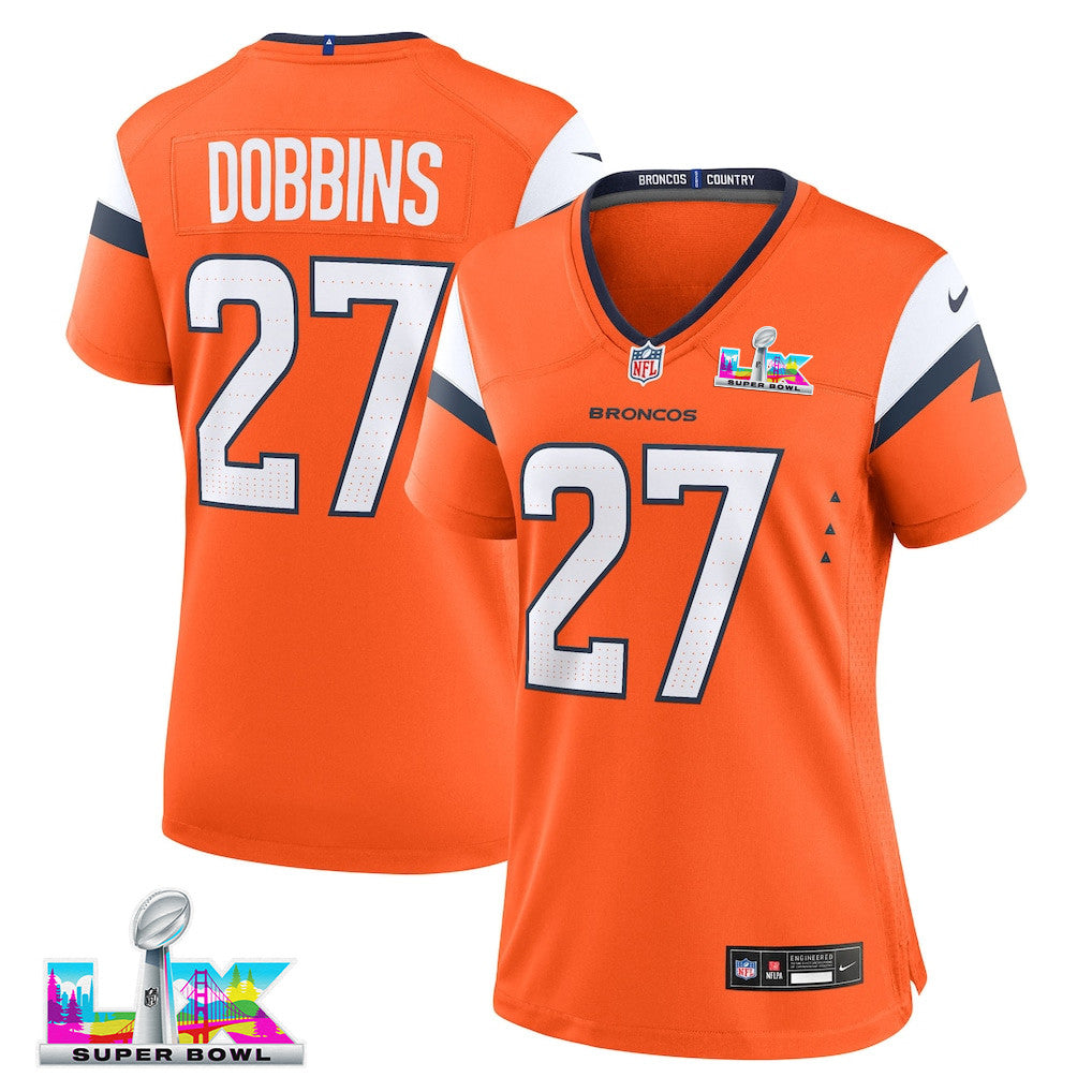 J.K. Dobbins 27 Women's Denver Broncos 2026 Super Bowl LX - Orange Game Jersey