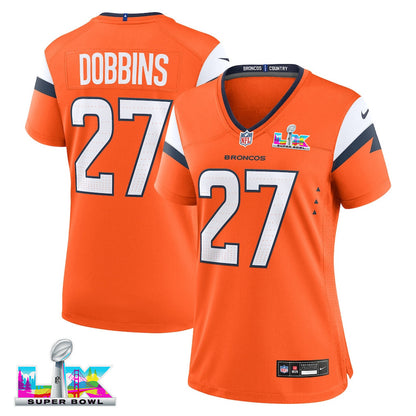 J.K. Dobbins 27 Women's Denver Broncos 2026 Super Bowl LX - Orange Game Jersey
