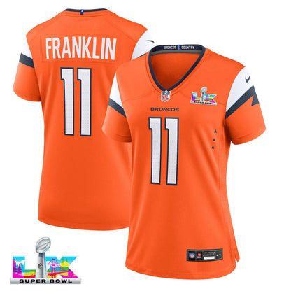 Troy Franklin 11 Women's Denver Broncos 2026 Super Bowl LX - Orange Game Jersey