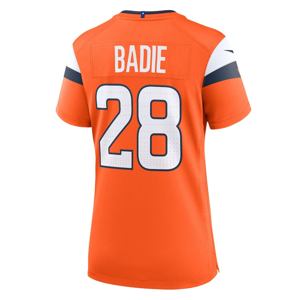 Tyler Badie 28 Women's Denver Broncos 2026 Super Bowl LX - Orange Game Jersey