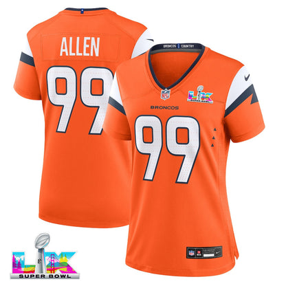 Zach Allen 99 Women's Denver Broncos 2026 Super Bowl LX - Orange Game Jersey