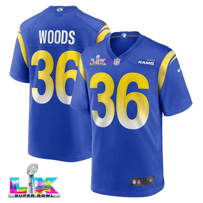 Charles Woods 36 Los Angeles Rams 2026 Super Bowl LX - Royal Game Player Jersey