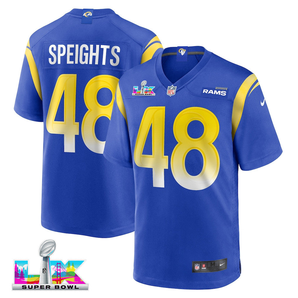 Omar Speights 48 Los Angeles Rams 2026 Super Bowl LX - Royal Game Player Jersey