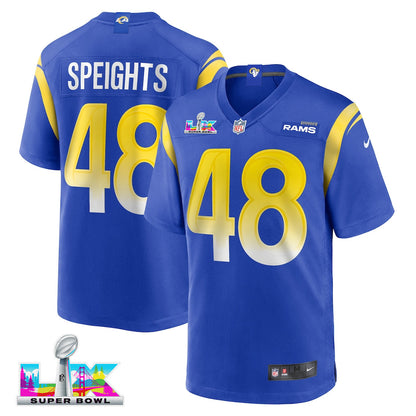 Omar Speights 48 Los Angeles Rams 2026 Super Bowl LX - Royal Game Player Jersey