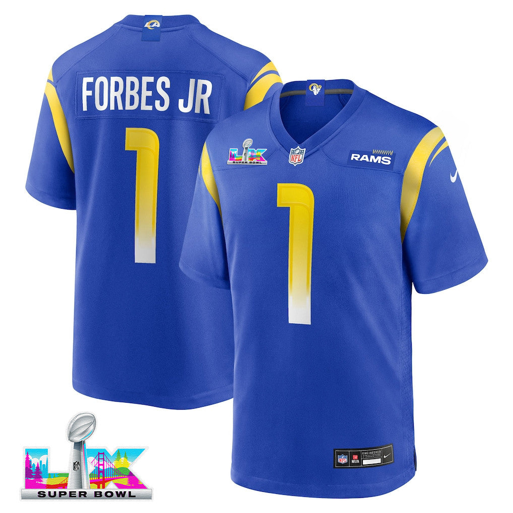 Emmanuel Forbes Jr. 1 Los Angeles Rams 2026 Super Bowl LX - Royal Game Player Jersey
