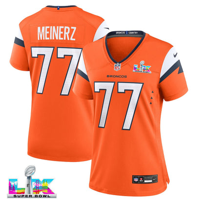 Quinn Meinerz 77 Women's Denver Broncos 2026 Super Bowl LX - Orange Game Jersey