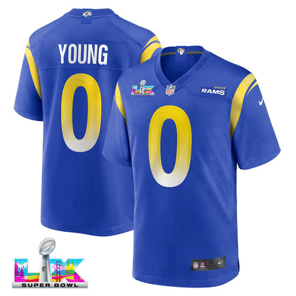 Byron Young 0 Los Angeles Rams 2026 Super Bowl LX - Royal Game Player Jersey