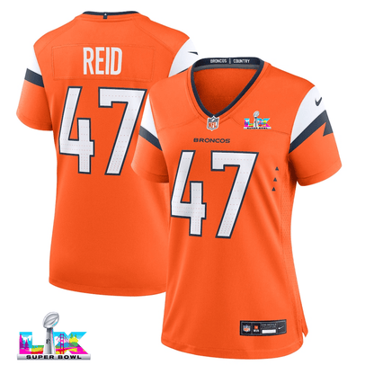 Karene Reid 47 Women's Denver Broncos 2026 Super Bowl LX - Orange Game Jersey