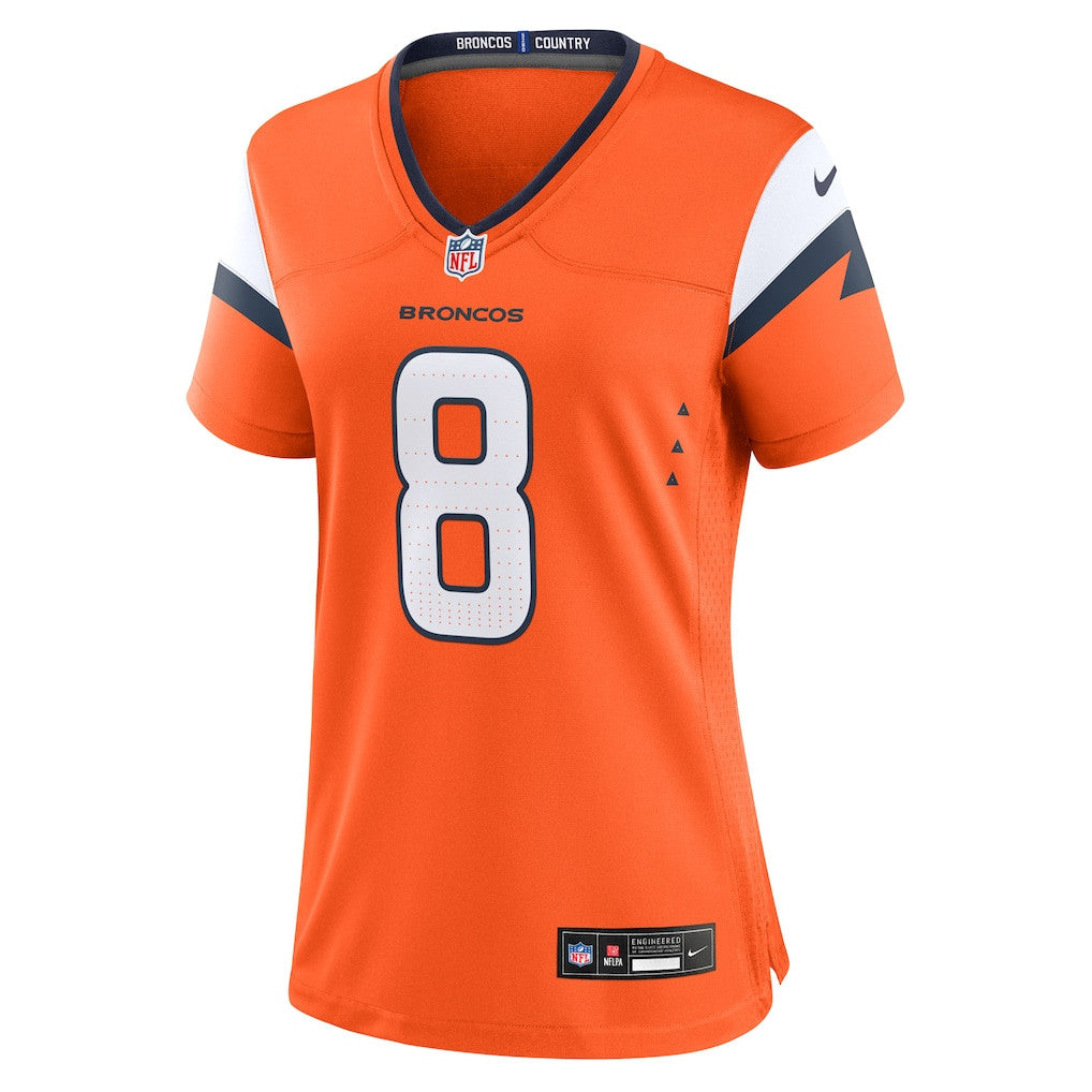 Jarrett Stidham 8 Women's Denver Broncos 2026 Super Bowl LX - Orange Game Jersey