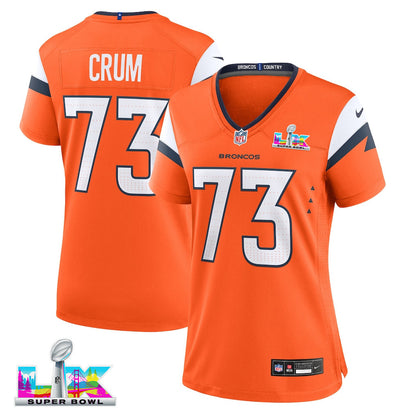 Frank Crum 73 Women's Denver Broncos 2026 Super Bowl LX - Orange Game Jersey