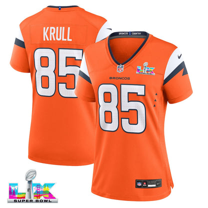 Lucas Krull 85 Women's Denver Broncos 2026 Super Bowl LX - Orange Game Jersey