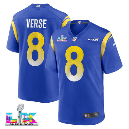 Jared Verse 8 Los Angeles Rams 2026 Super Bowl LX - Royal Game Player Jersey