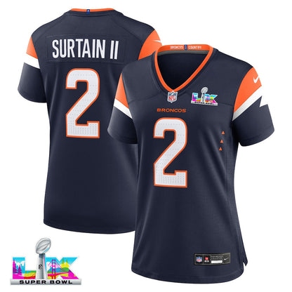 Patrick Surtain II 2 Women's Denver Broncos 2026 Super Bowl LX - Navy Mile High Jersey