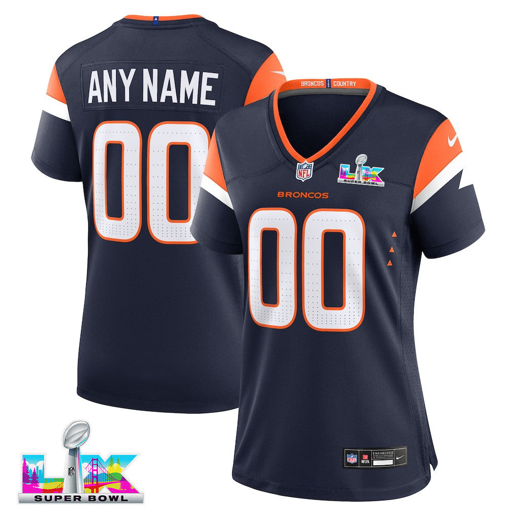 Denver Broncos 2026 Super Bowl LX - Women's Navy Alternate Custom Game Jersey