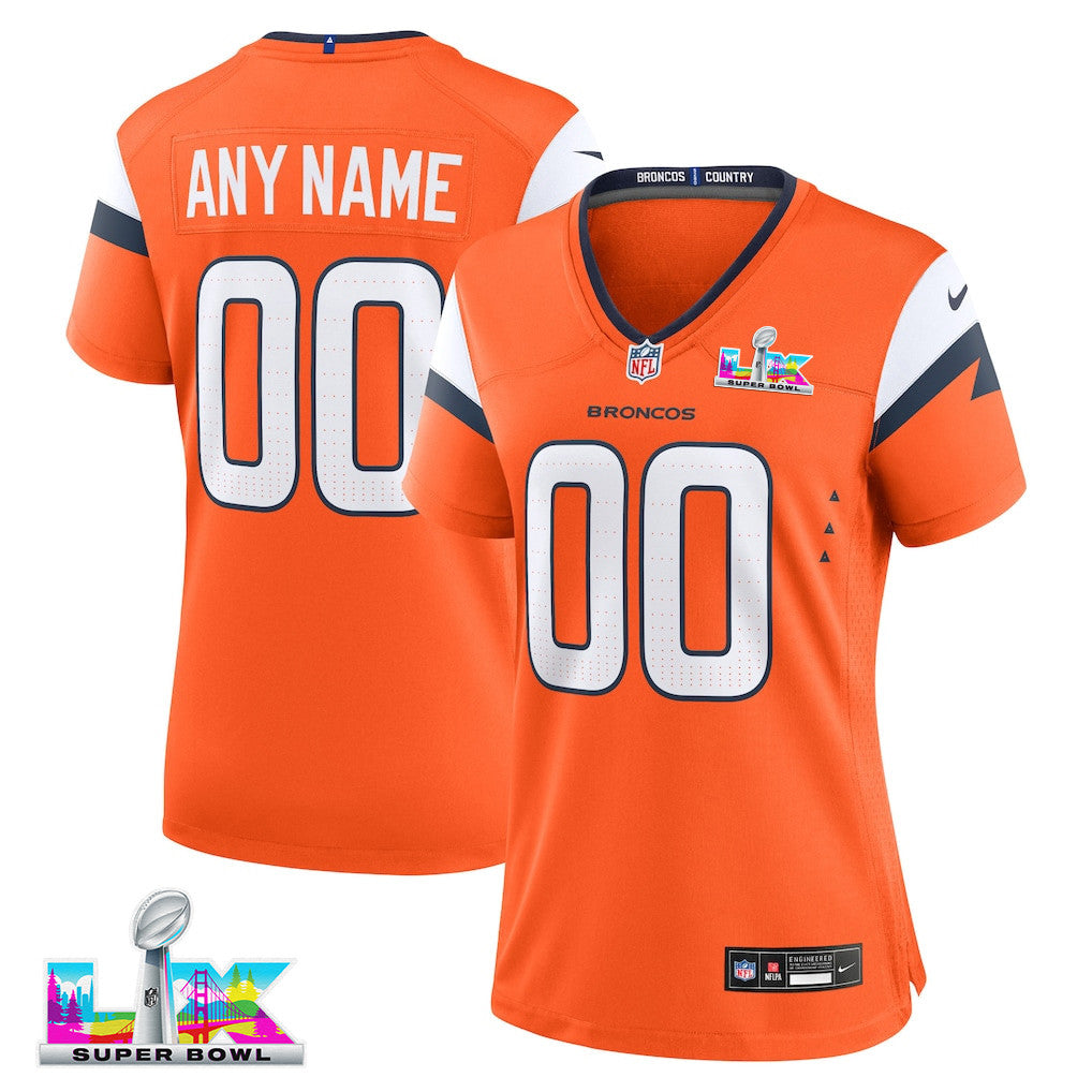 Denver Broncos 2026 Super Bowl LX - Women's Orange Custom Game Jersey