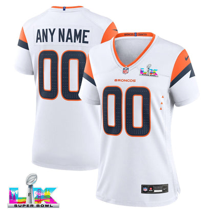 Denver Broncos 2026 Super Bowl LX - Women's White Custom Game Jersey