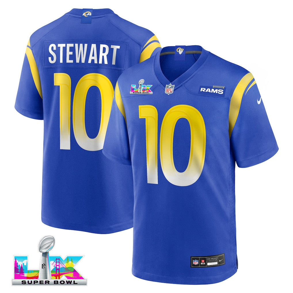 Josaiah Stewart 10 Los Angeles Rams 2026 Super Bowl LX - Royal Game Player Jersey