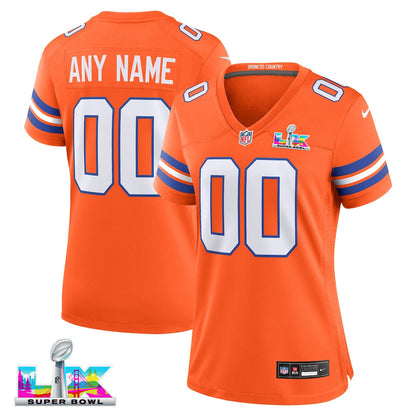 Denver Broncos 2026 Super Bowl LX - Women's Orange 1977 Throwback Custom Game Jersey