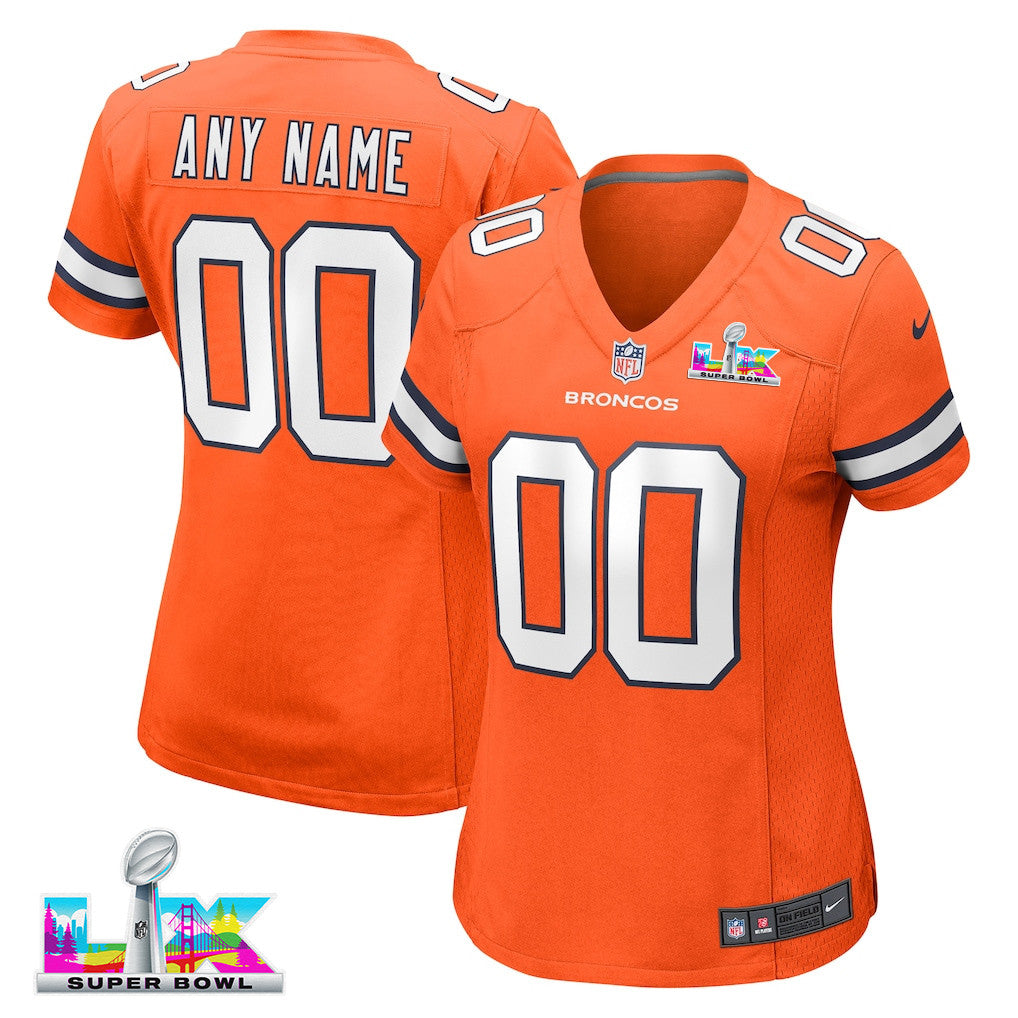 Denver Broncos 2026 Super Bowl LX - Women's Orange Alternate Custom Game Jersey