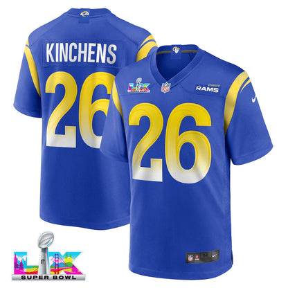 Kamren Kinchens 26 Los Angeles Rams 2026 Super Bowl LX - Royal Game Player Jersey