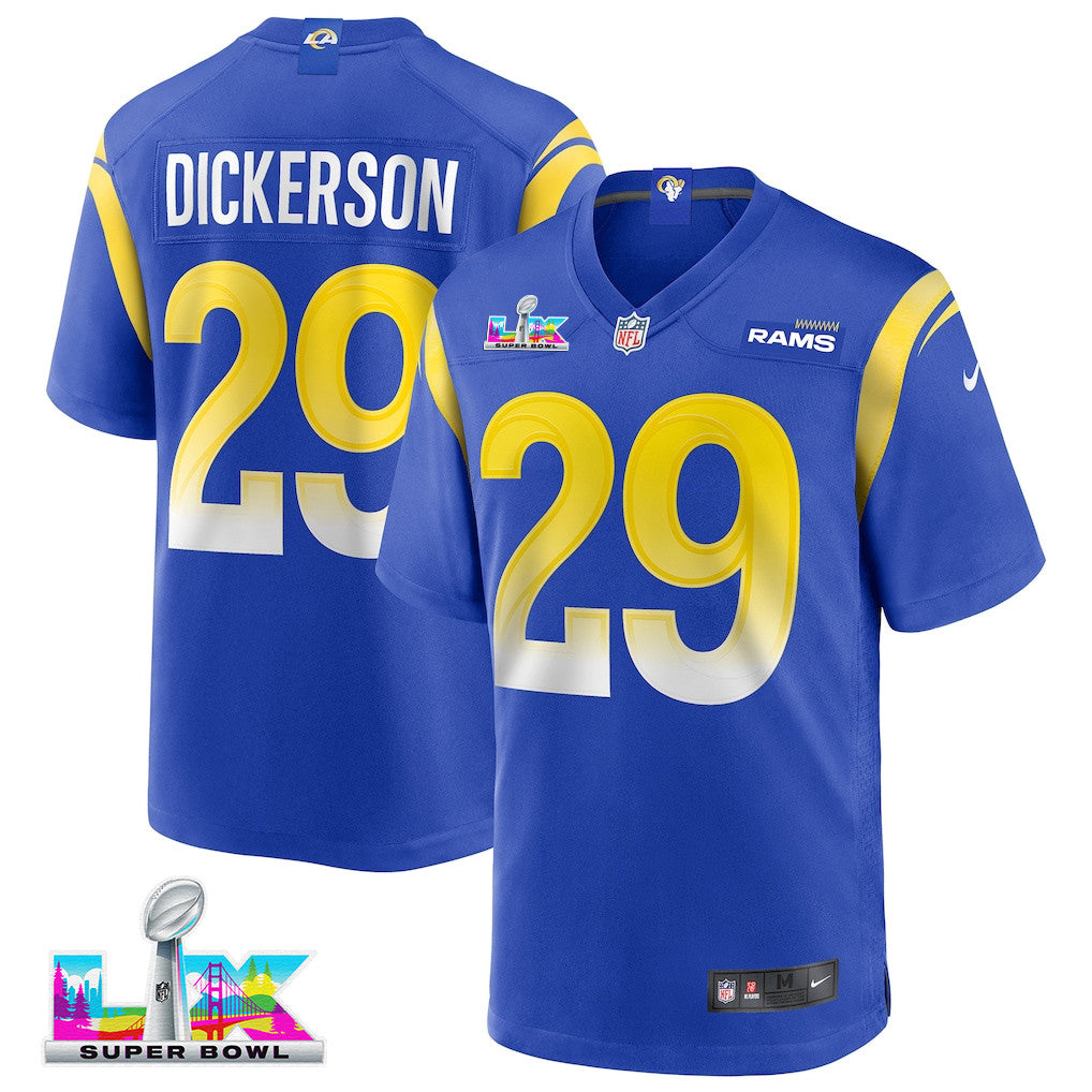 Eric Dickerson 29 Los Angeles Rams 2026 Super Bowl LX - Royal Game Player Jersey