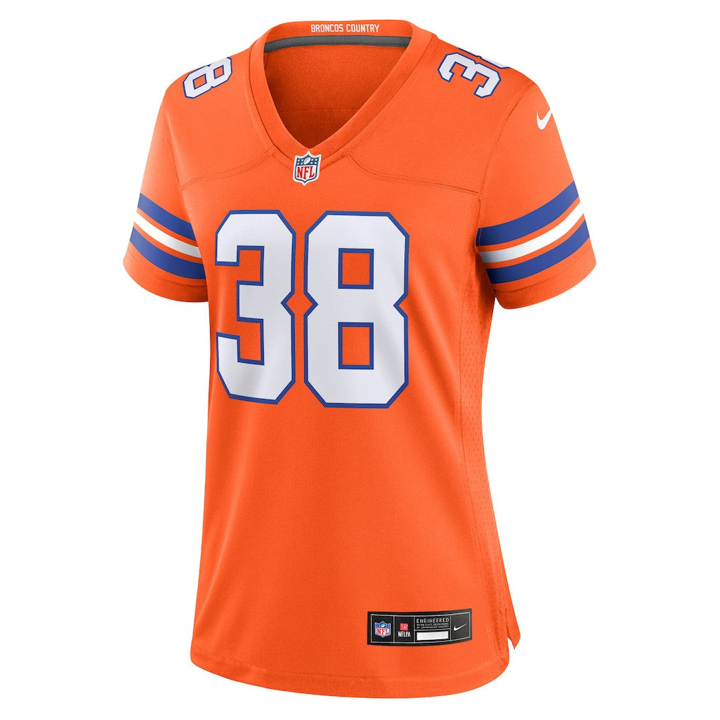 Jaleel McLaughlin 38 Women's Denver Broncos 2026 Super Bowl LX - Orange Orange 1977 Throwback Jersey
